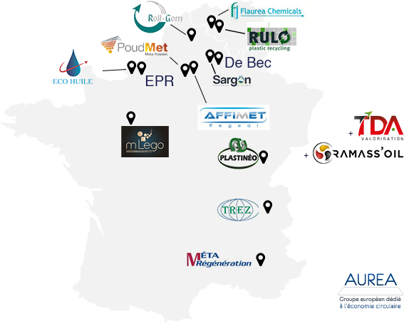 Carte de France filiales Auréa